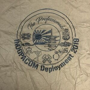 Soffe‎ Mens Khaki Military T-Shirt DET ATSUGI YOKOSUKA INDOPACOM Large